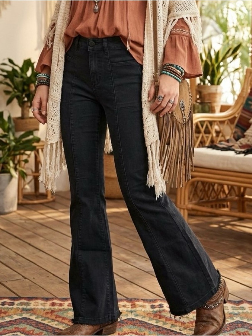 Maurices Black High-Rise Flare Jeans Size 8